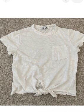 Olivaceous Cream Knot-Front Short Sleeve Top 🤍🤍🤍